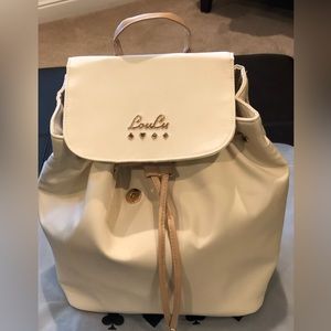 backpack-LouLu Backpack NWOT Ivory Gold Hardware Leatherette /Polyester